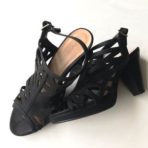 cityCLASSIFIED Black Open Toe Geometric Heels
